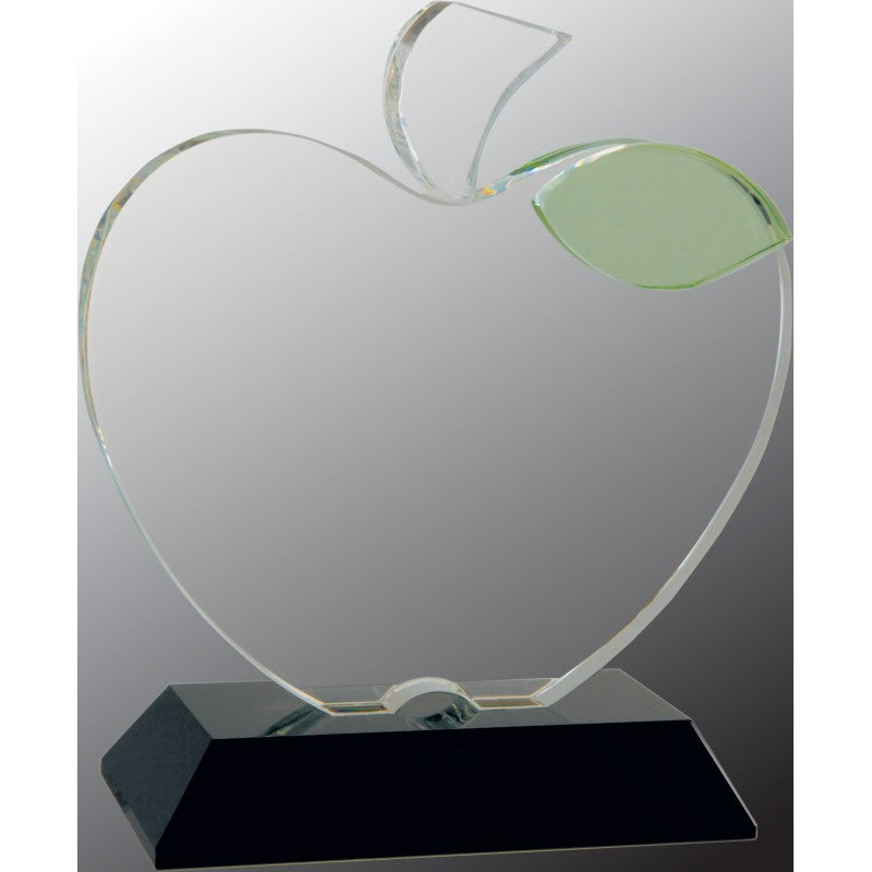 Crystal Apple with Green Crystal Stem Leaf