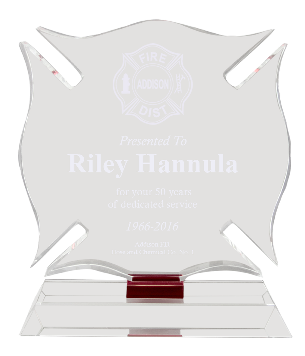Crystal Maltese Cross Firefighter Award