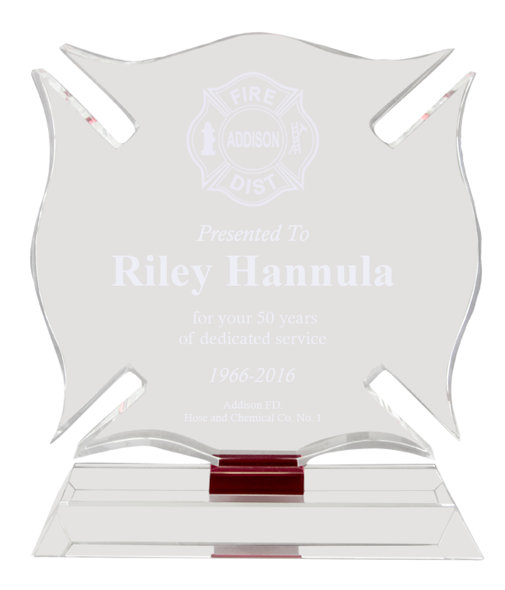 Crystal Maltese Cross Firefighter Award