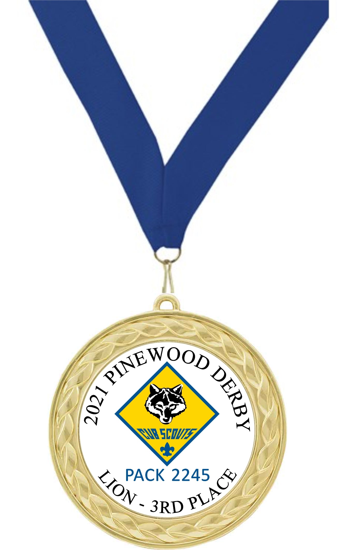 Cub Scout Custom Insert Medal, Gold