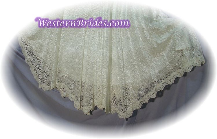 Fringe Off-Shoulder Western Wedding Gown, Ivory, size 8