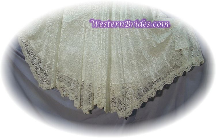 Fringe Off-Shoulder Western Wedding Gown, Ivory, size 8