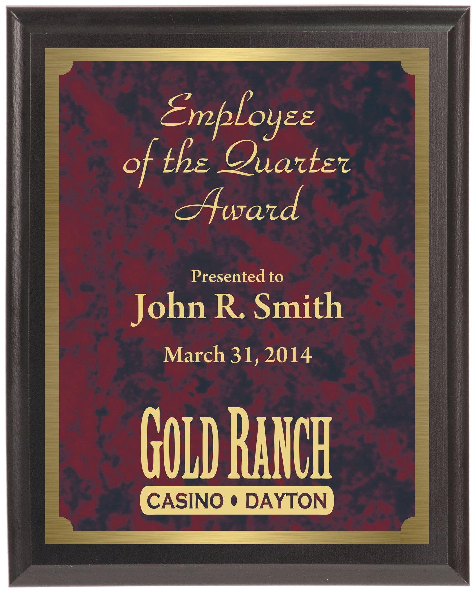 Economy Engraved Wall Plaque with red marble brass plate