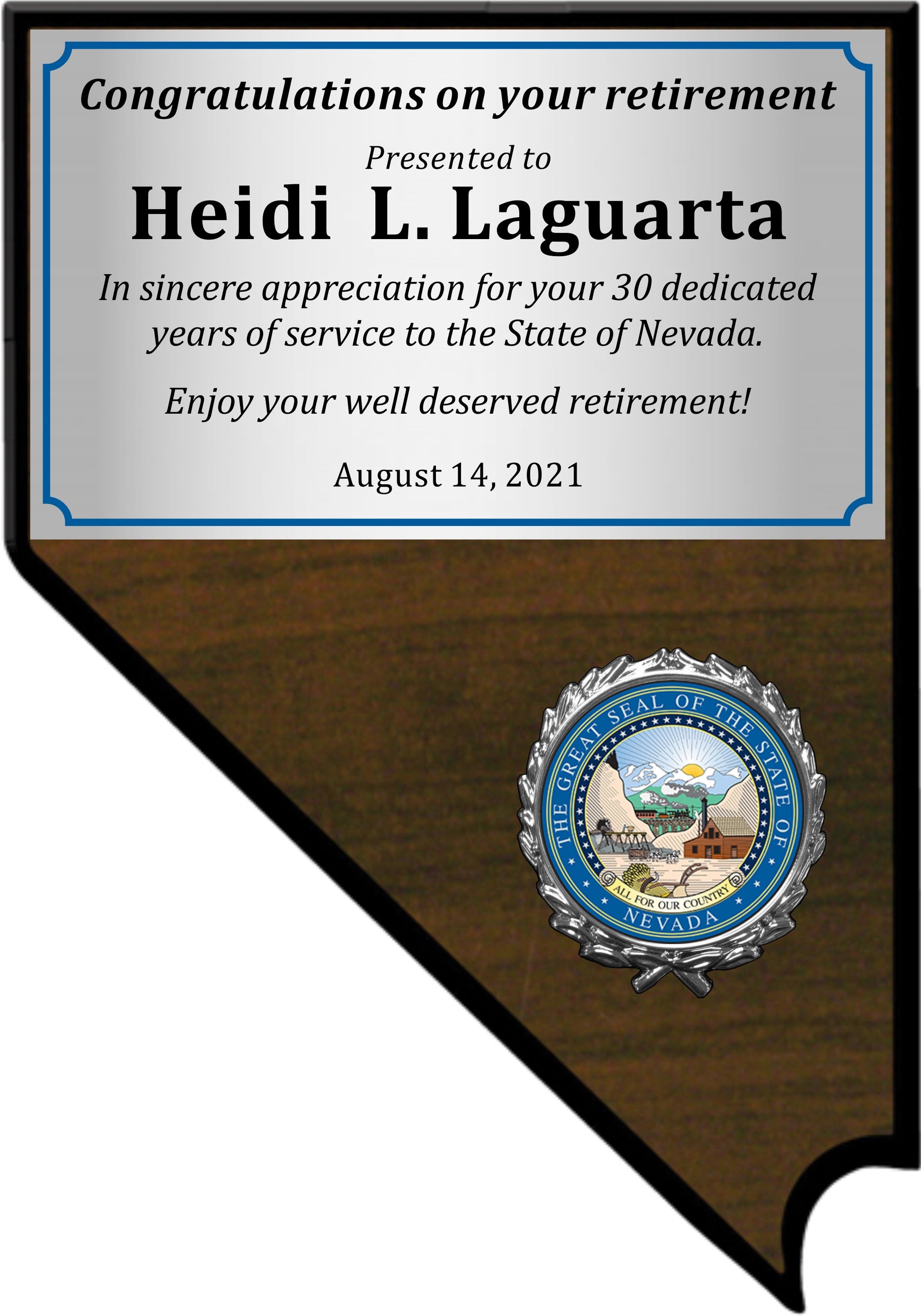Economy Nevada Shaped Plaque