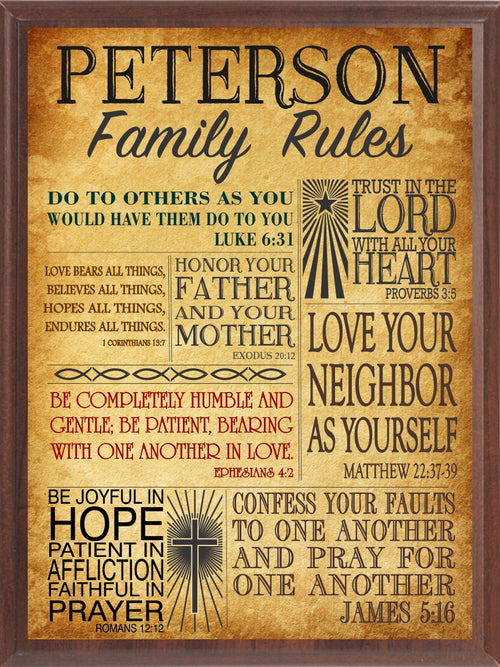 Bible "Family Rules" Wall Plaque