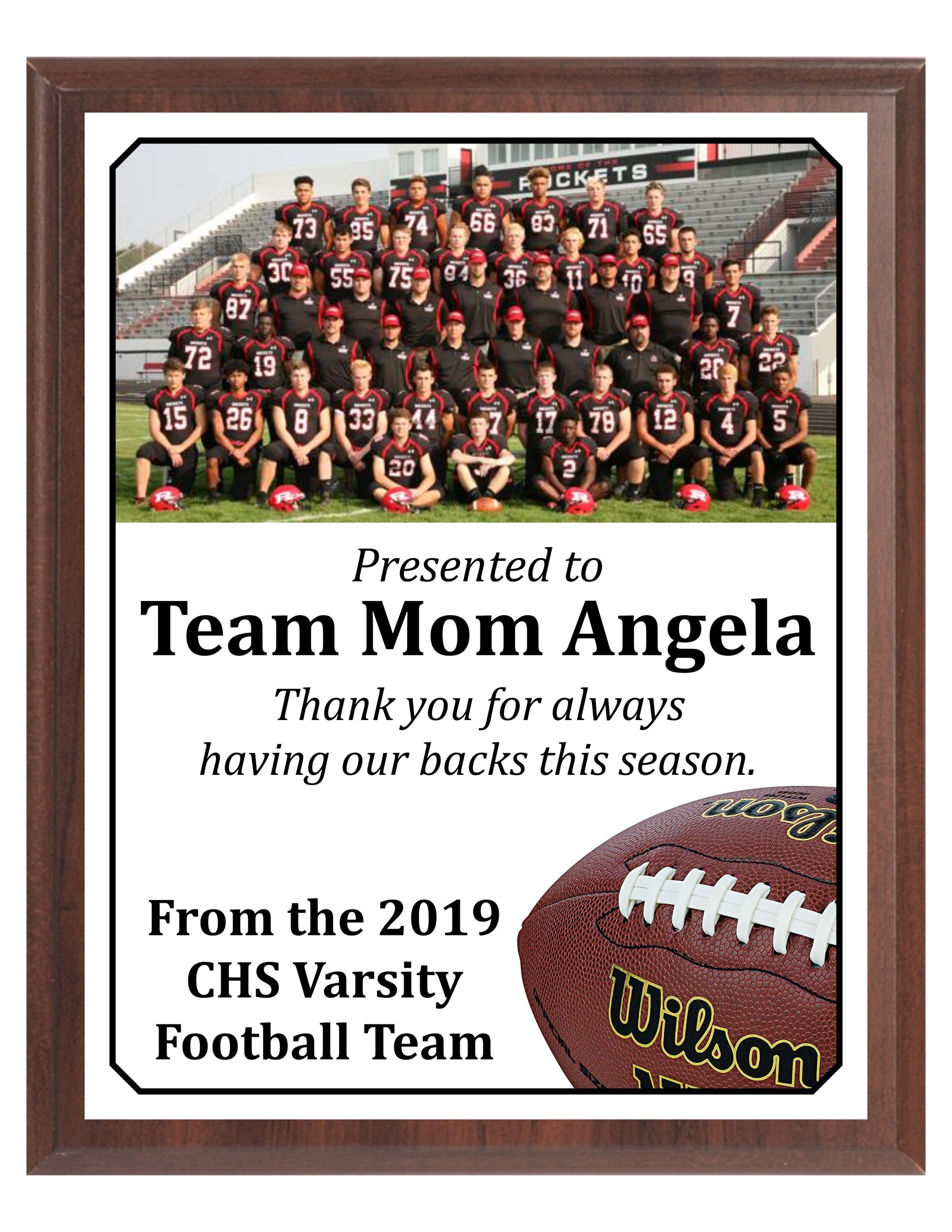 Economy Heat Transfer Team Photo Plaque, Football