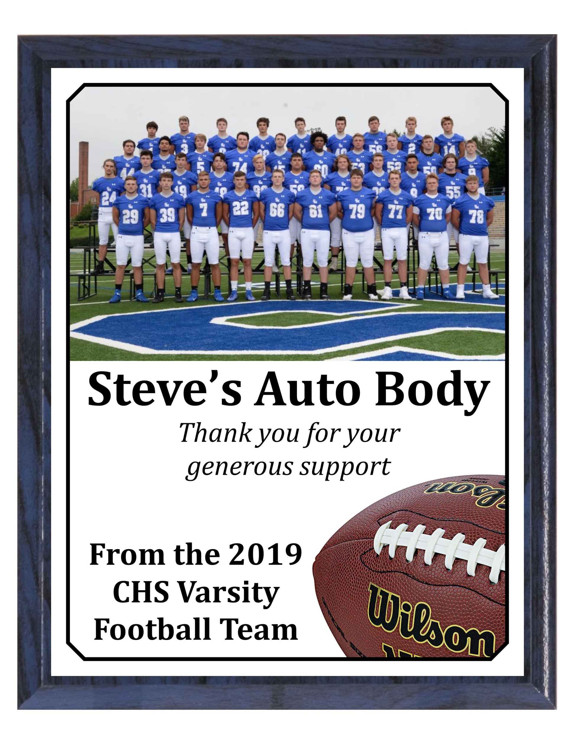 Economy Heat Transfer Team Photo Plaque, Football