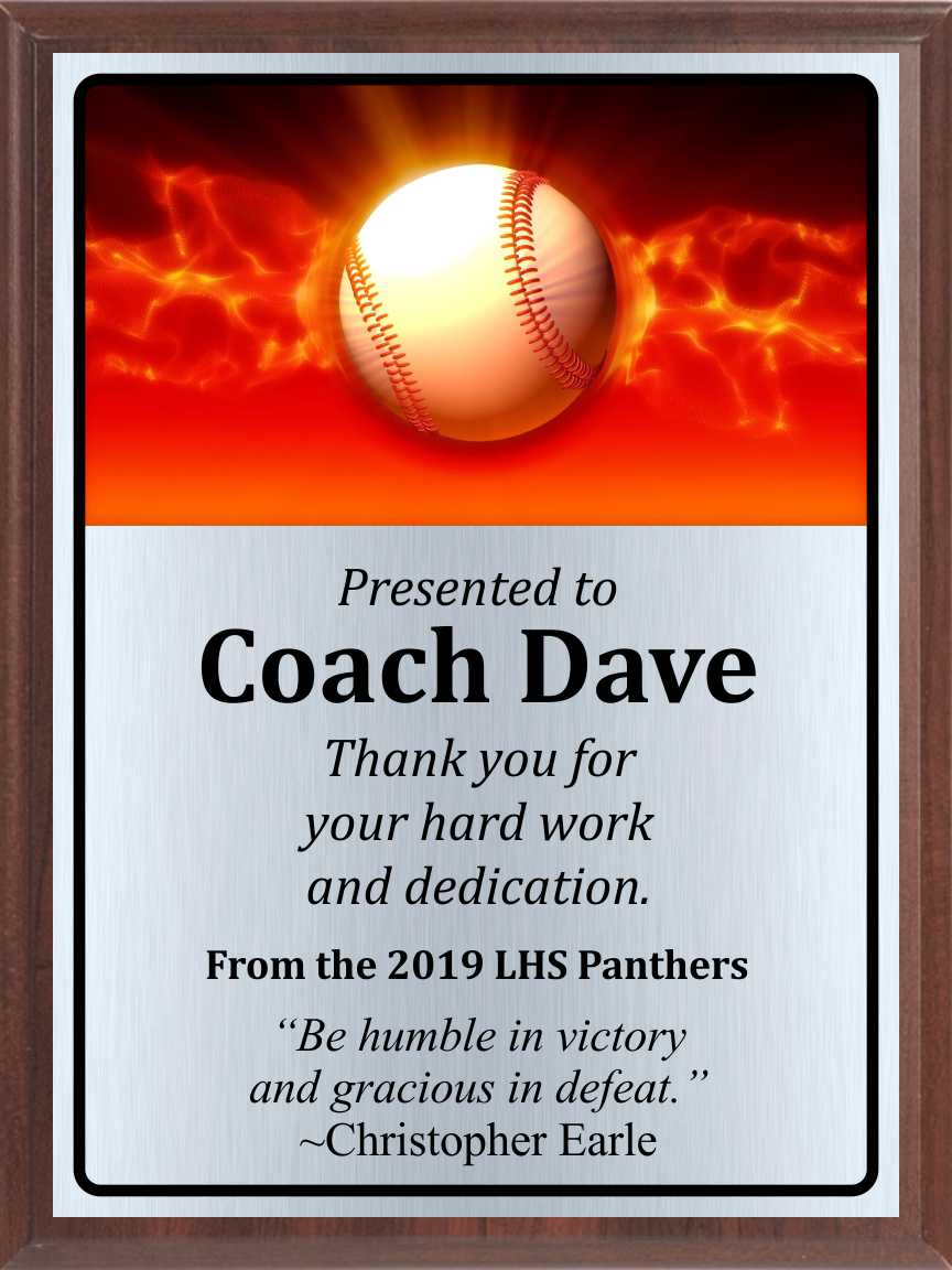 Fiery Baseball Plaque