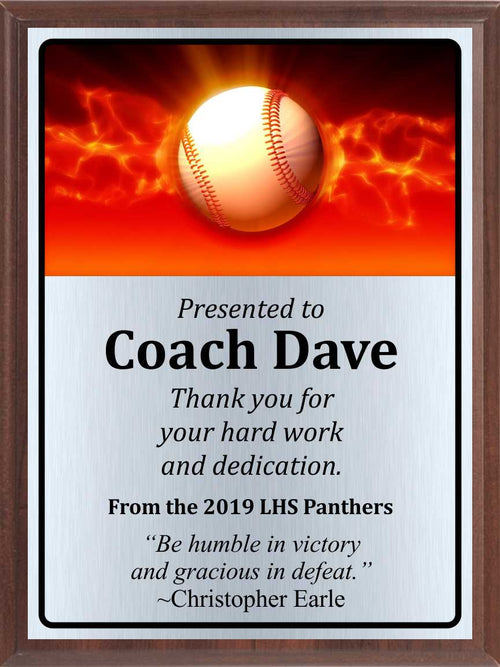 Fiery Baseball Plaque