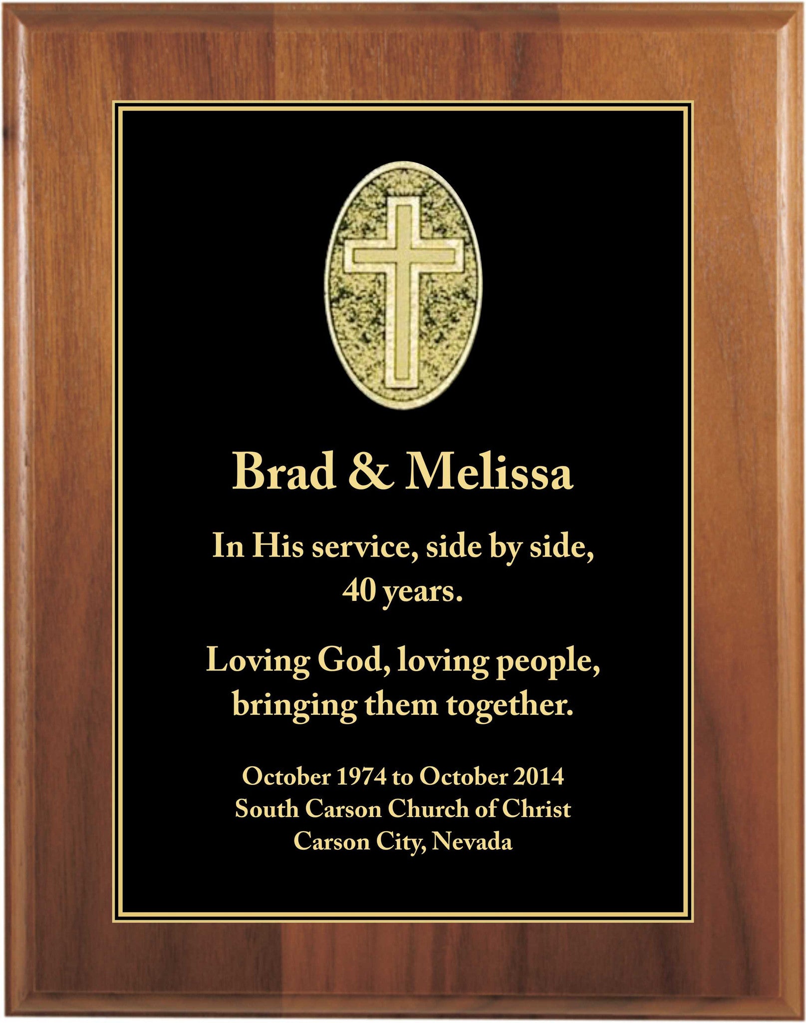 Genuine Walnut Plaque with black Cross Designer Plaque Plate