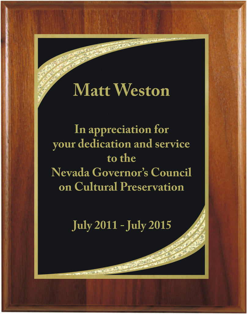 Genuine Walnut Plaque with Majestic Designer Plaque Plate, 9" x 12"