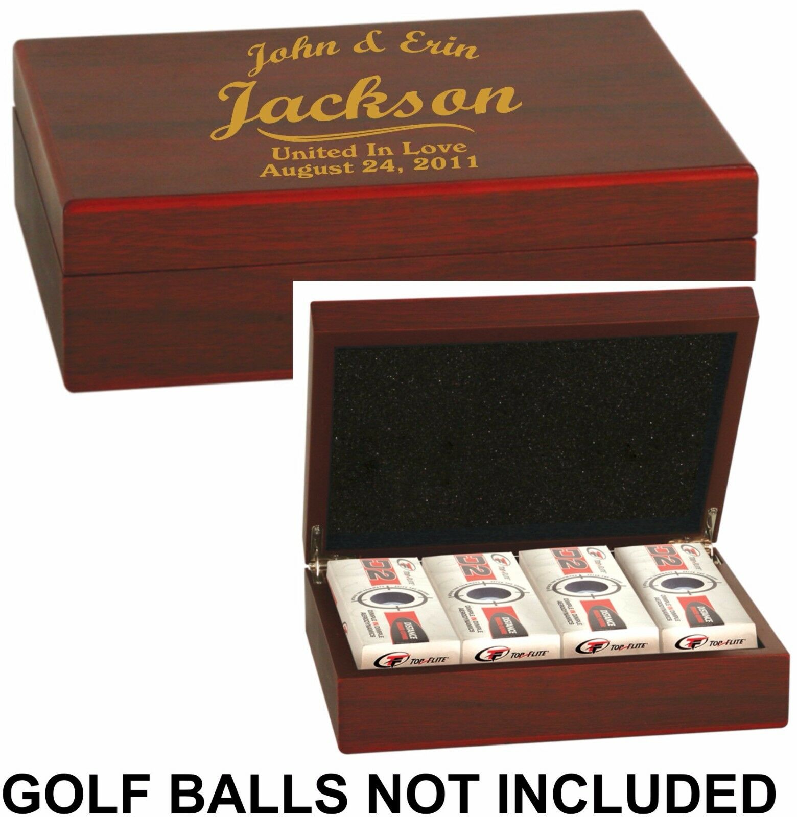 Rosewood Finish Golf Ball Box