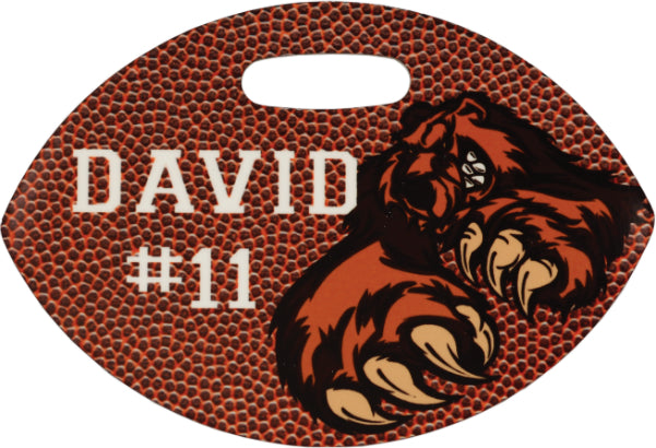 Glossy Plastic Football Bag Tag
