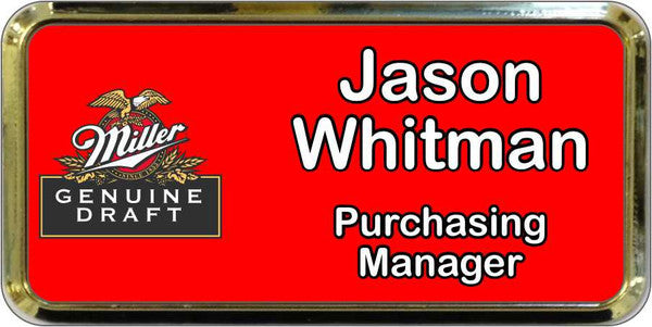 Gold Plastic 1 1/2" x 3 Name Badge with Round Corners
