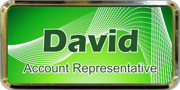 Gold Plastic 1 1/2" x 3 Name Badge with Round Corners