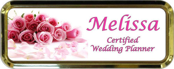 Gold Plastic 1" x 3 Name Badge with Round Corners