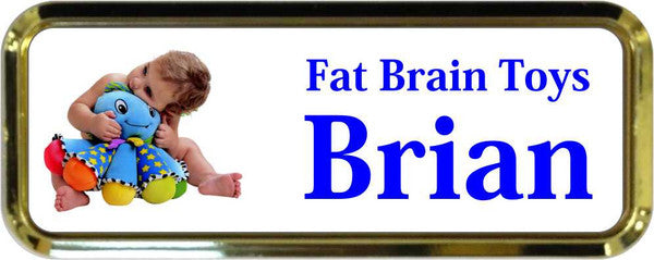 Gold Plastic 1" x 3 Name Badge with Round Corners