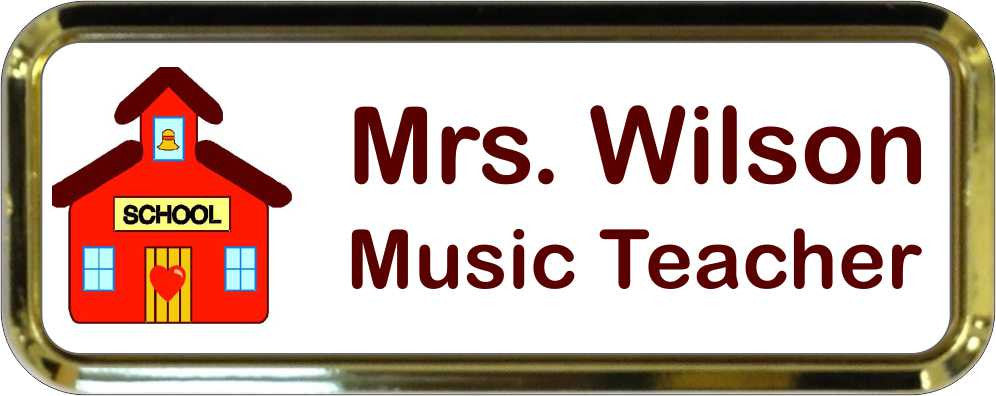 Gold Plastic 1" x 3 Name Badge with Round Corners