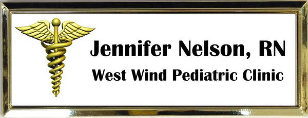 Gold Plastic 1" x 3 Name Badge with Square Corners