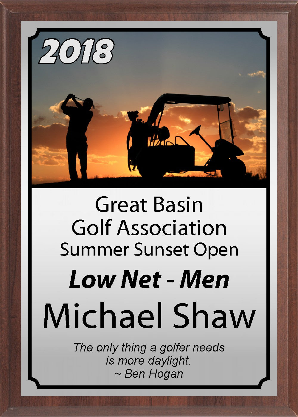 Cart at Sunset Golf Plaque