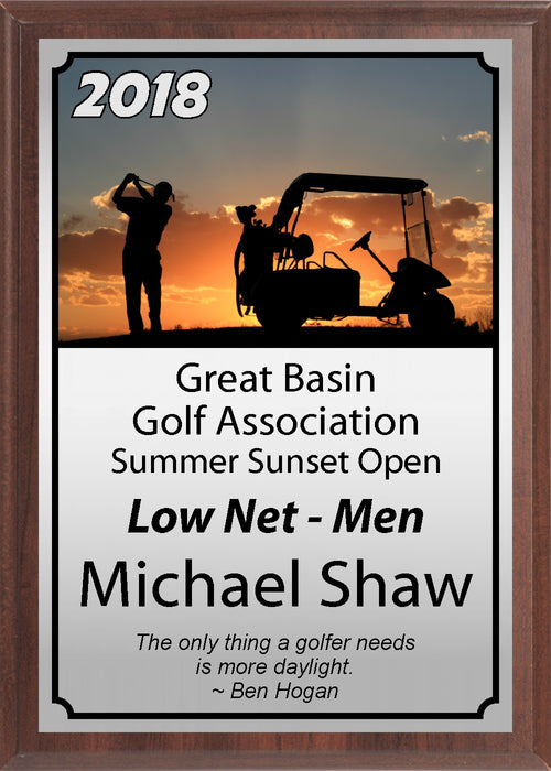 Cart at Sunset Golf Plaque