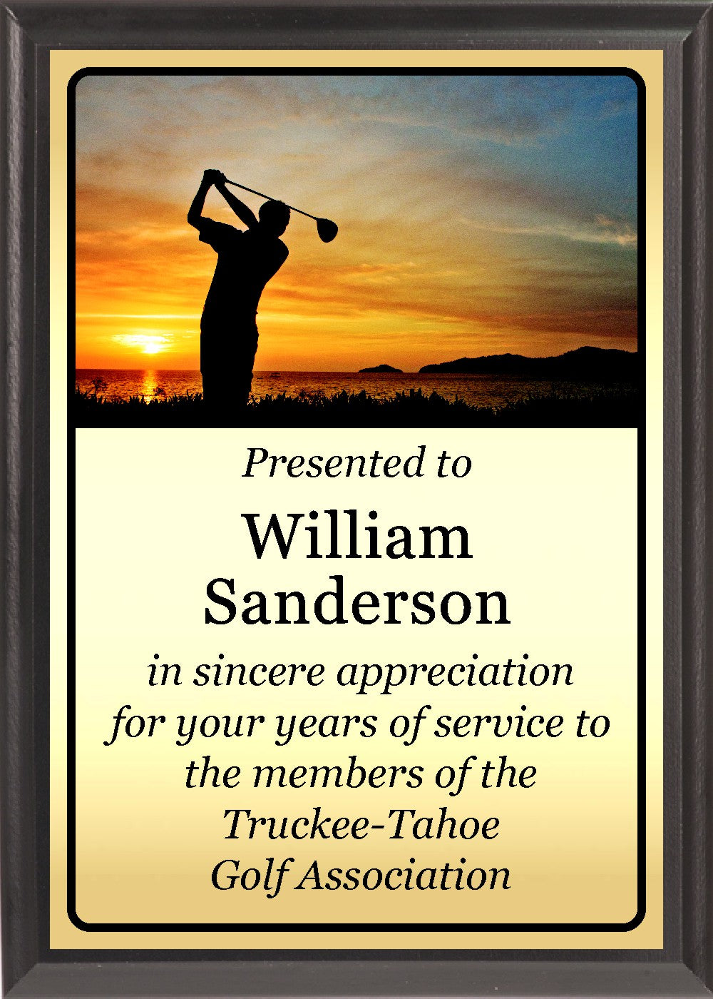 Sunset Swing Golf Plaque