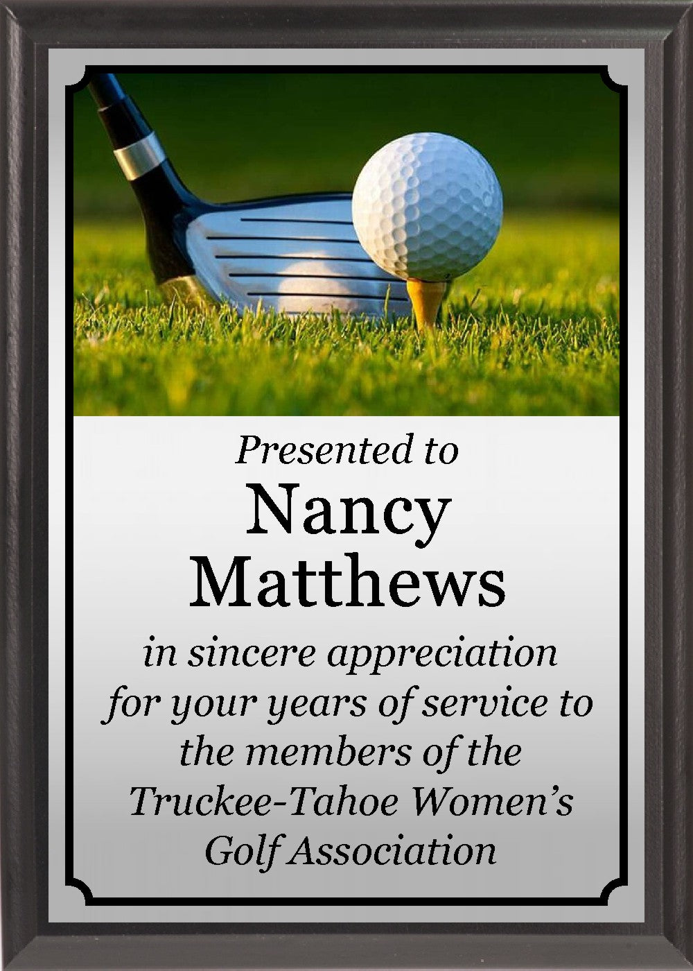 Club and Ball on Tee Golf Plaque