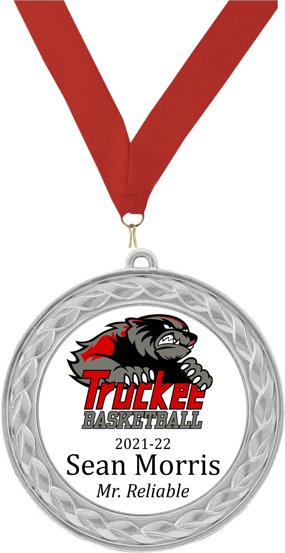  Custom Insert Medal, Silver - your graphics and text!