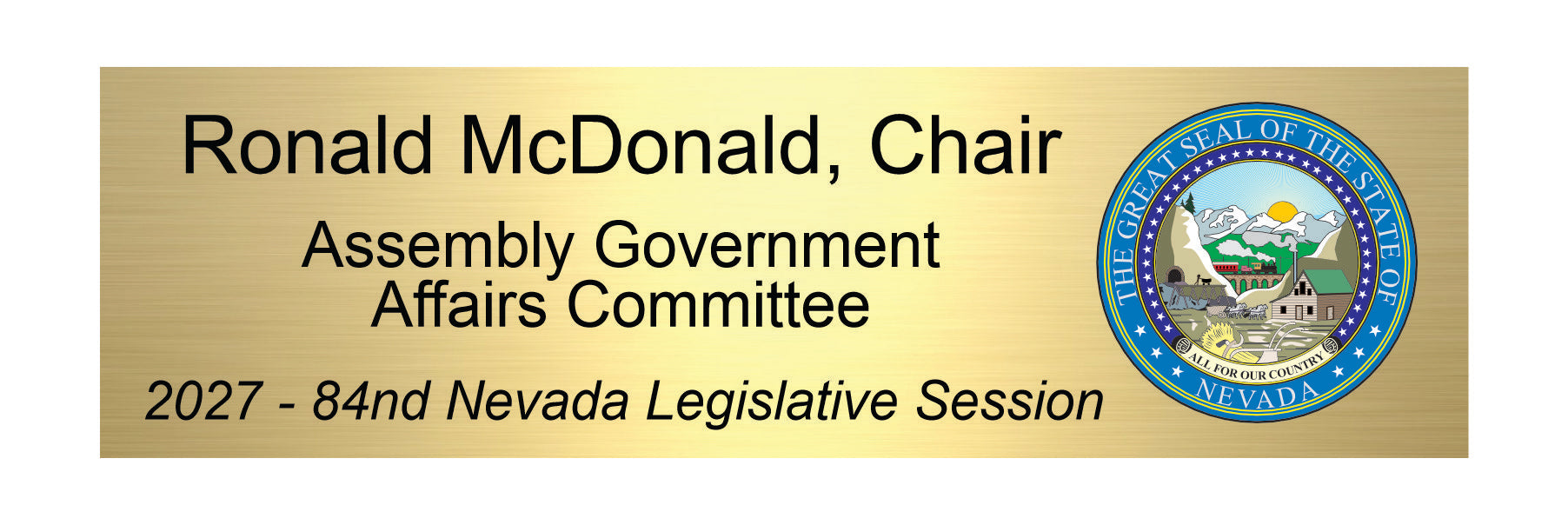 Quick-Turn Plate for Nevada Legislature