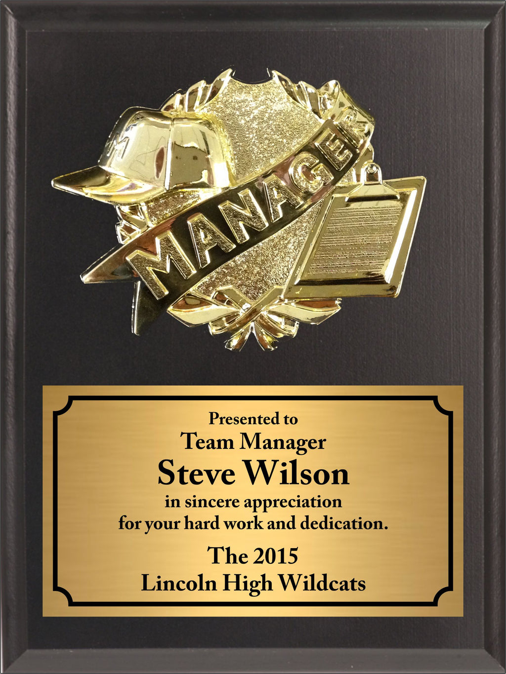 Economy Heat Transfer Team Manager Plaque with Gold Plate