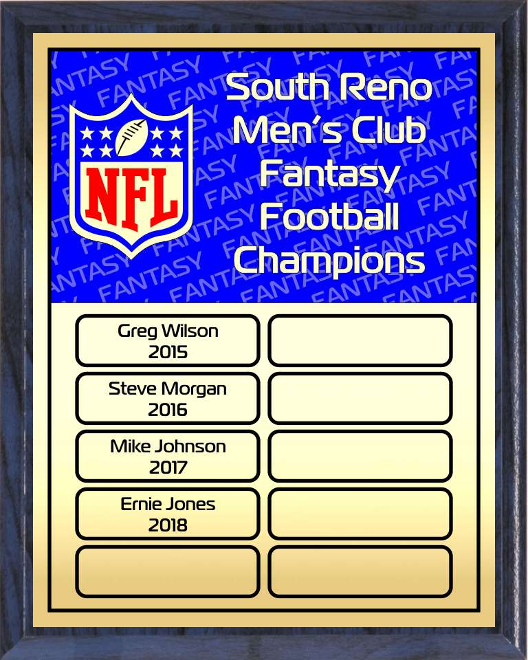 Red and Blue Fantasy Football Perpetual Plaque