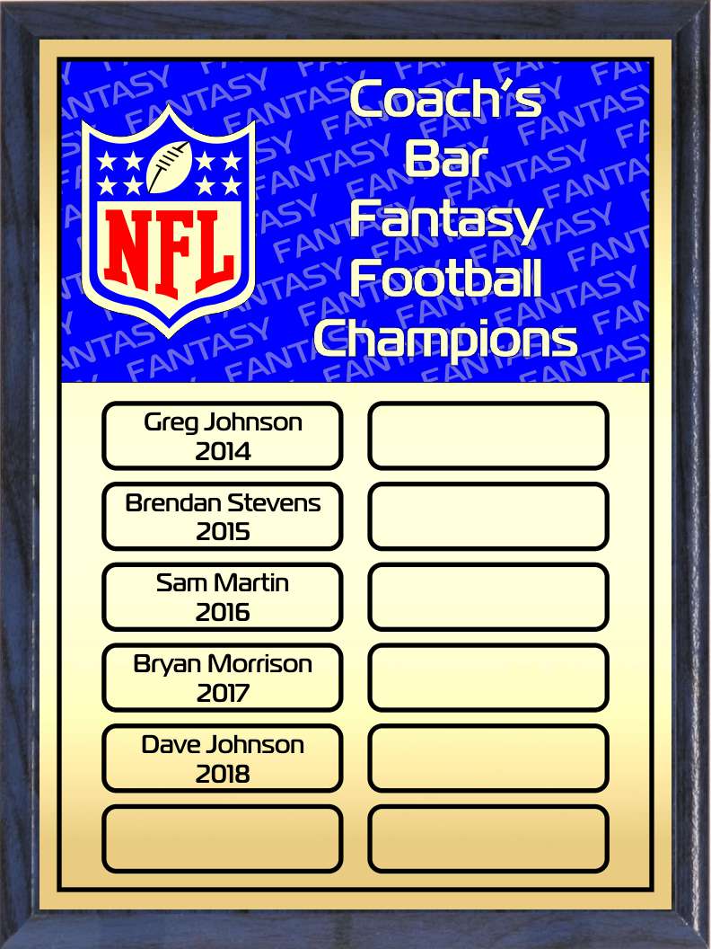 Red and Blue Fantasy Football Perpetual Plaque