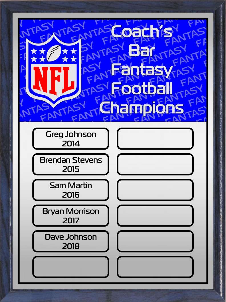 Red and Blue Fantasy Football Perpetual Plaque