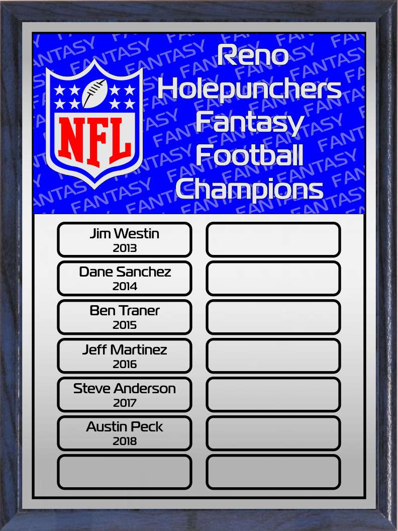 Red and Blue Fantasy Football Perpetual Plaque