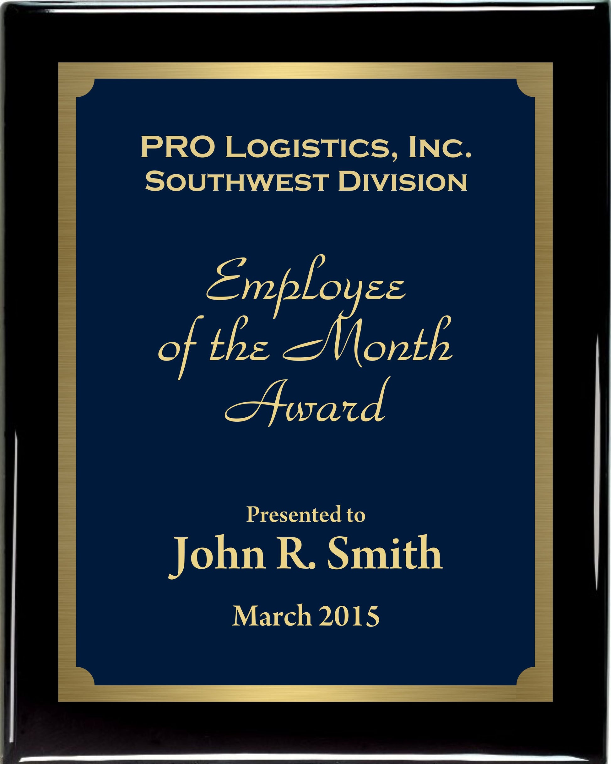 Premium Solid Hardwood Plaque with Blue and Gold Marble Texture Plate