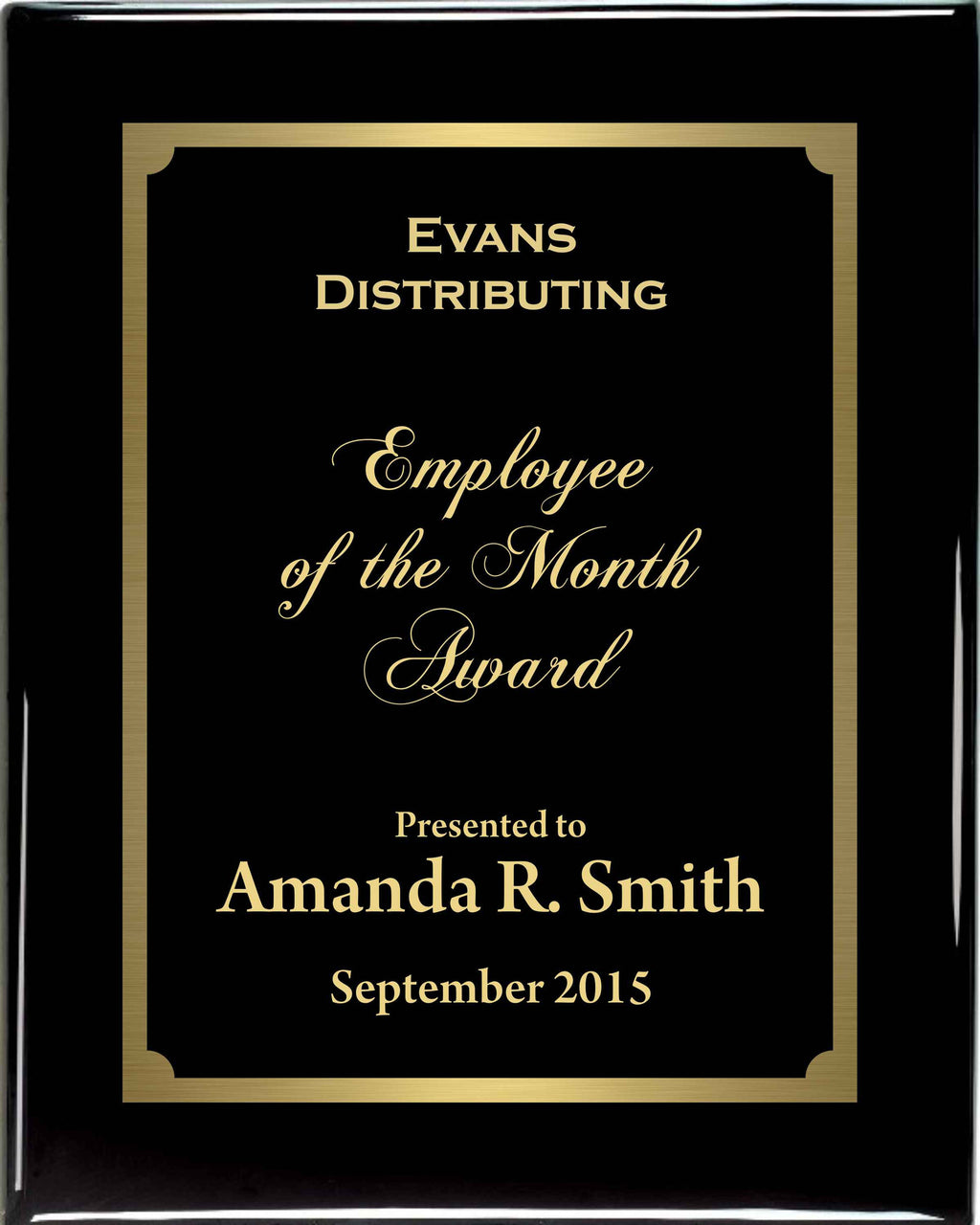 Premium Solid Hardwood Plaque with Black and Gold Plate