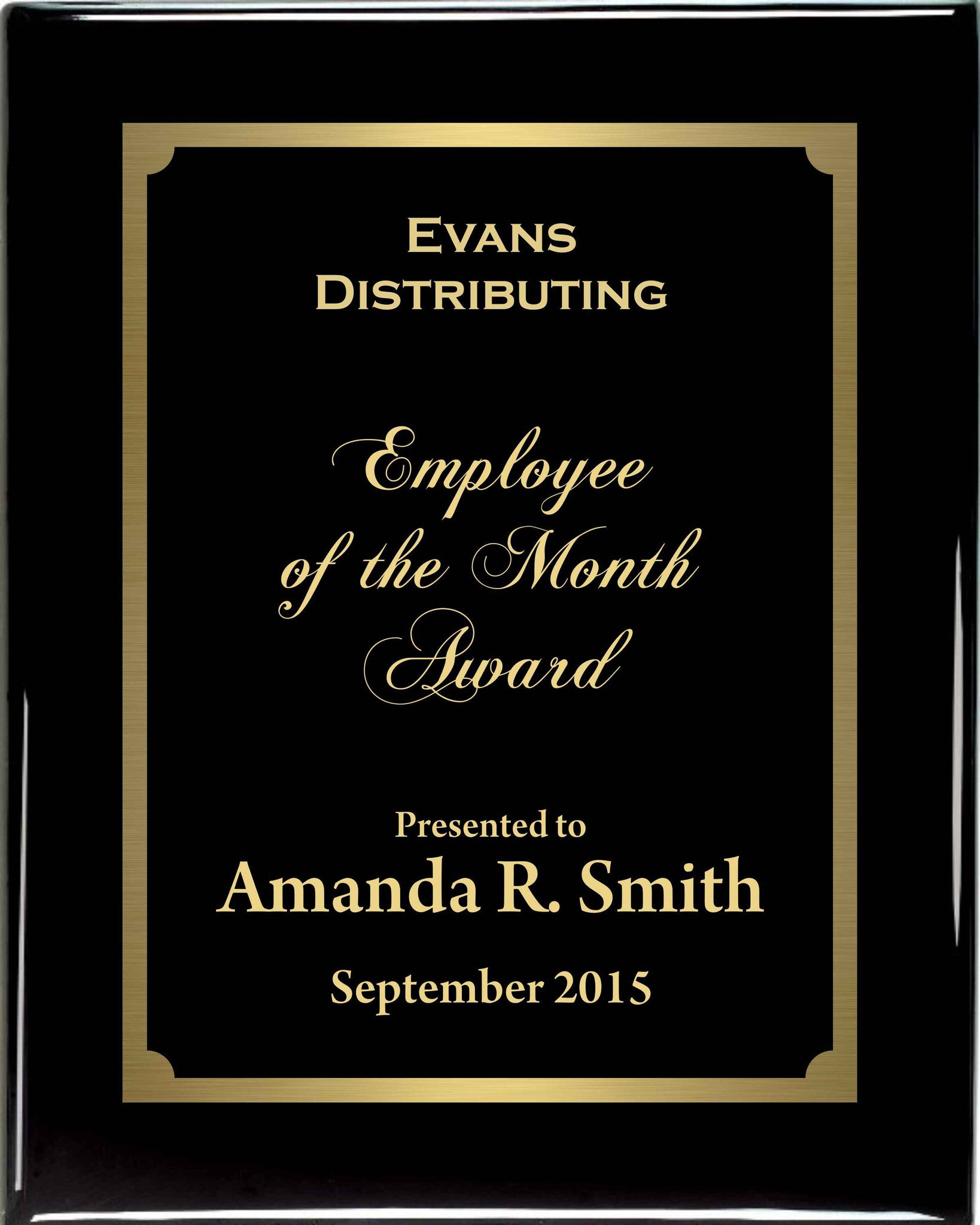 Premium Solid Hardwood Plaque with Black and Gold Plate