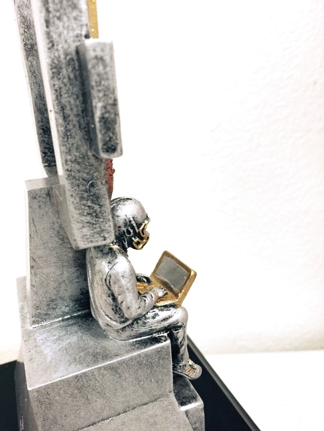 Goal Post Stats Guy Fantasy Football Trophy on Cube Base