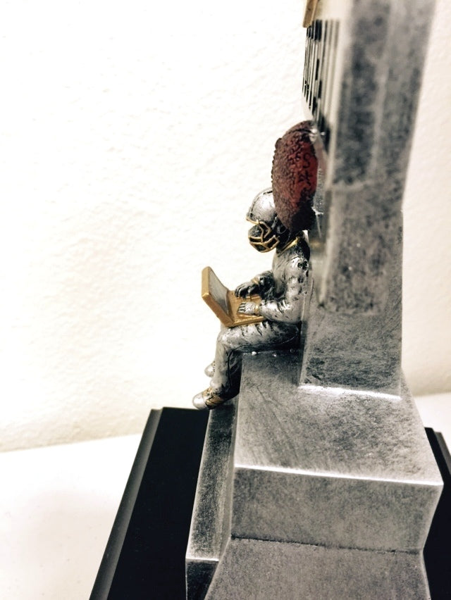 Goal Post Stats Guy Fantasy Football Trophy on Cube Base