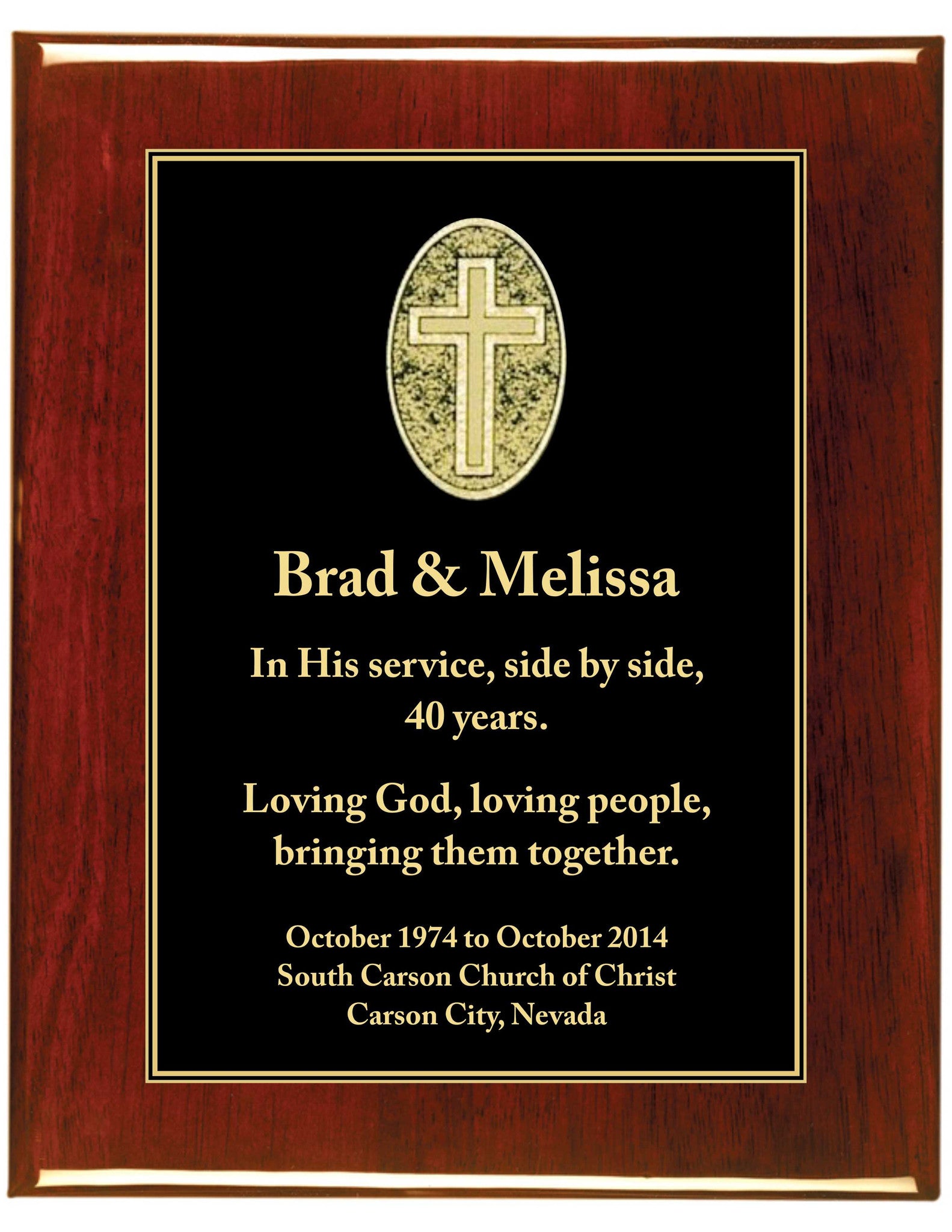 Rosewood Piano Finish Premium Plaque with black Cross Designer Plaque Plate