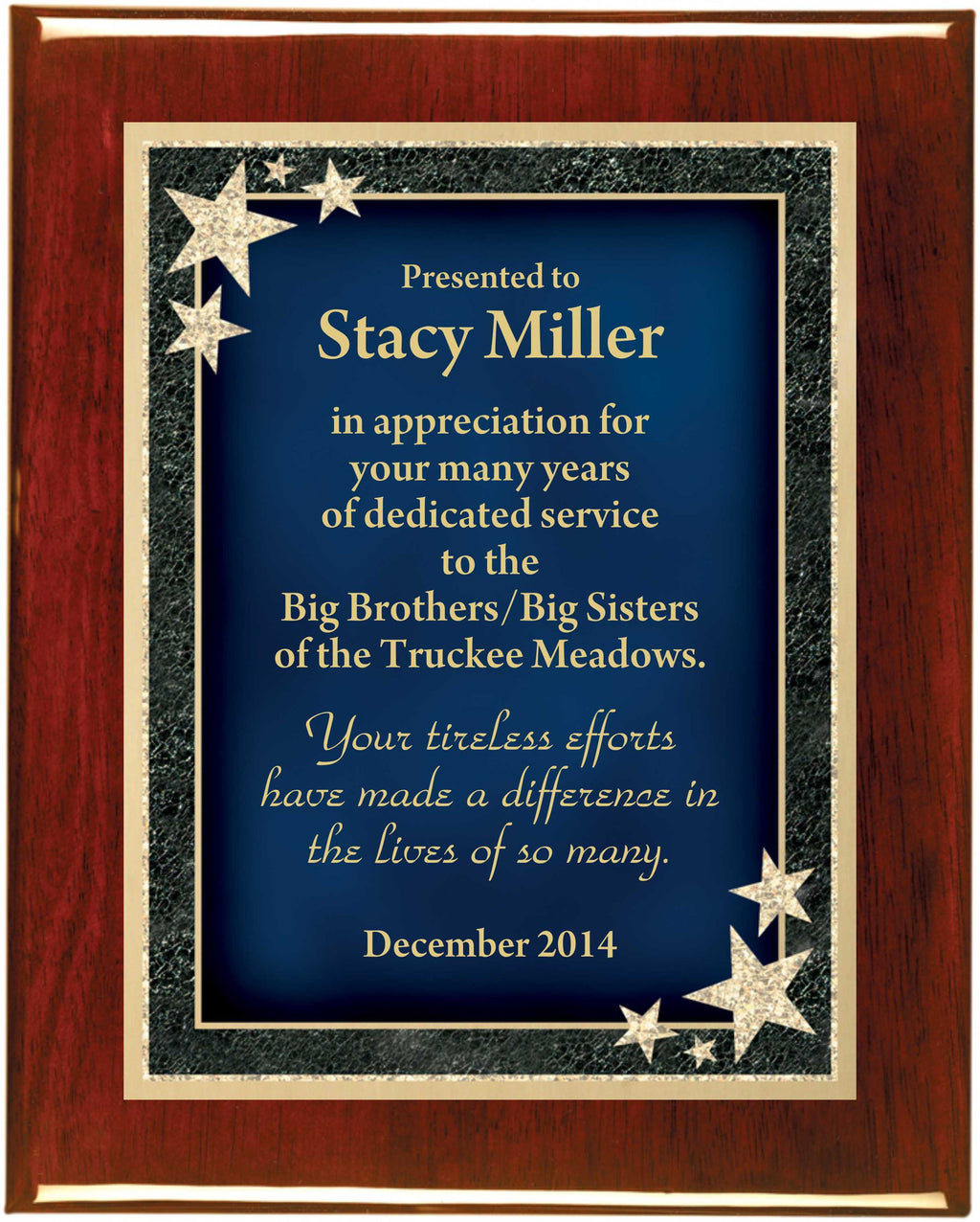 Rosewood Piano Finish Premium Plaque with Starburst Designer Plaque Plate