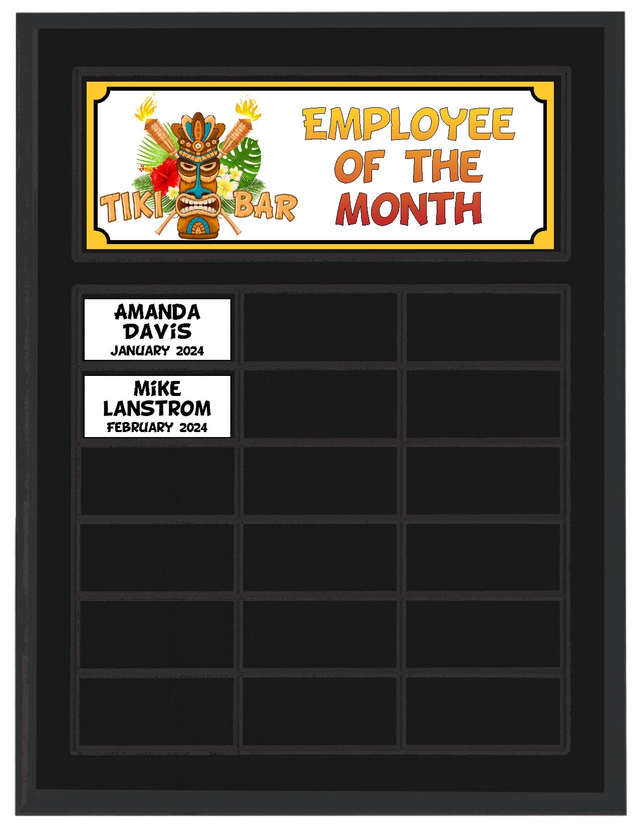 Routed Full-Color Perpetual Plaque, Black with 18 White Full-Color Plates