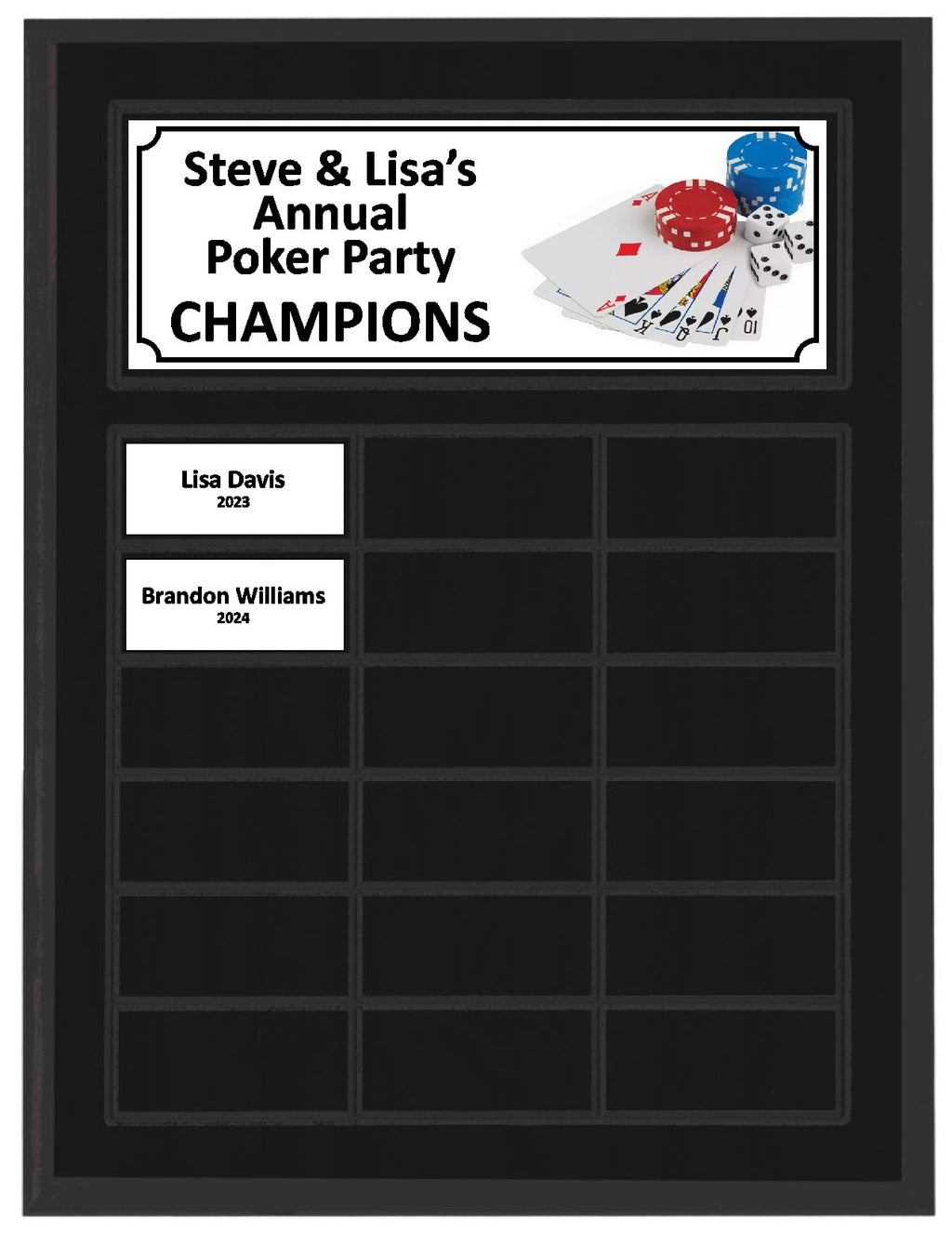 Routed Full-Color Perpetual Plaque, Black with 18 White Full-Color Plates