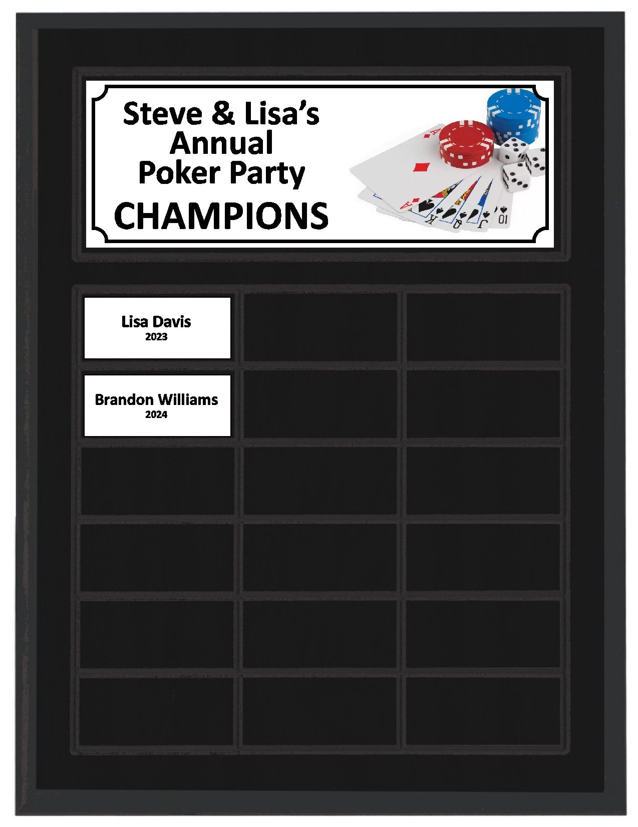 Routed Full-Color Perpetual Plaque, Black with 18 White Full-Color Plates