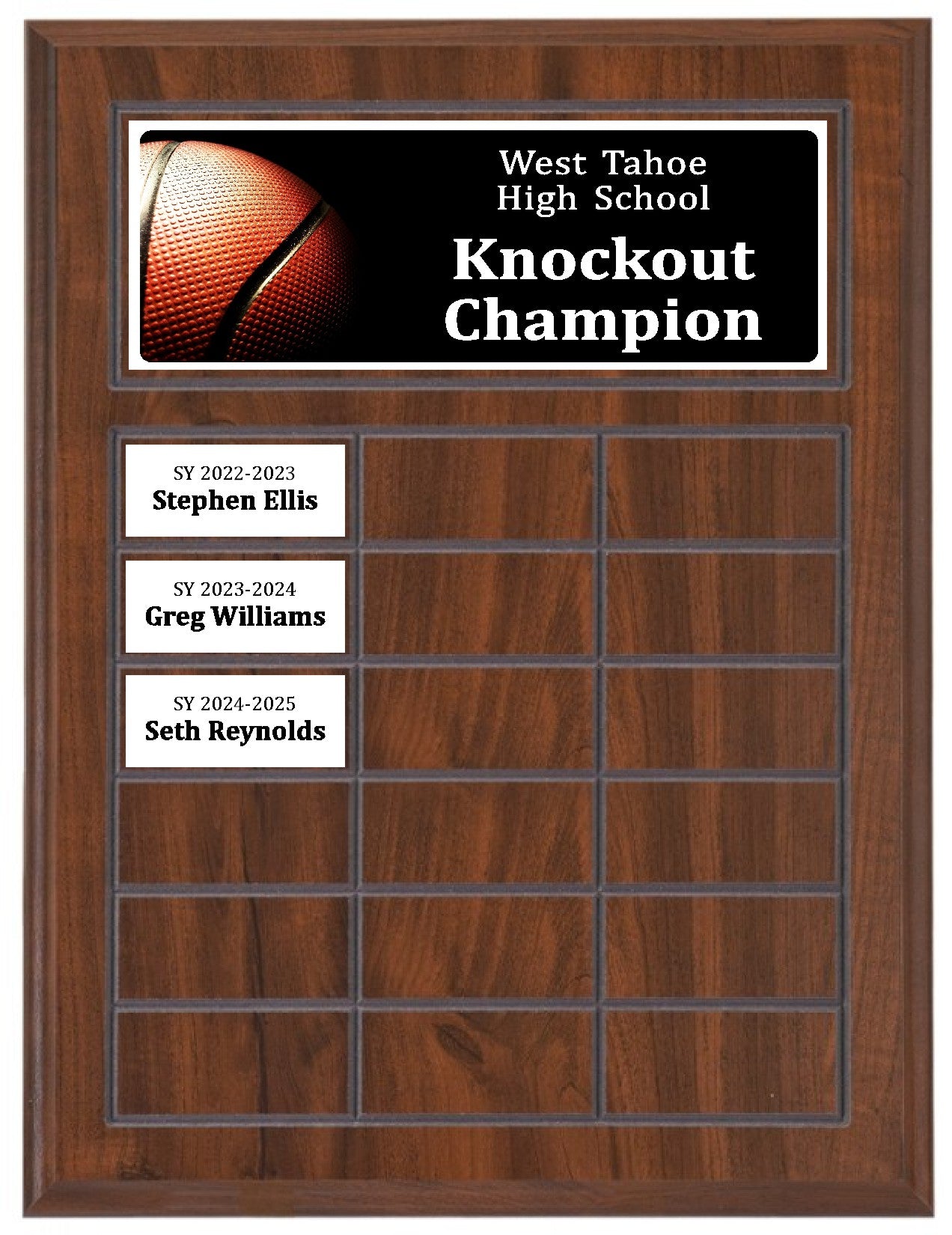 Routed Full-Color Perpetual Plaque, Brown with 18 White Full-Color Plates