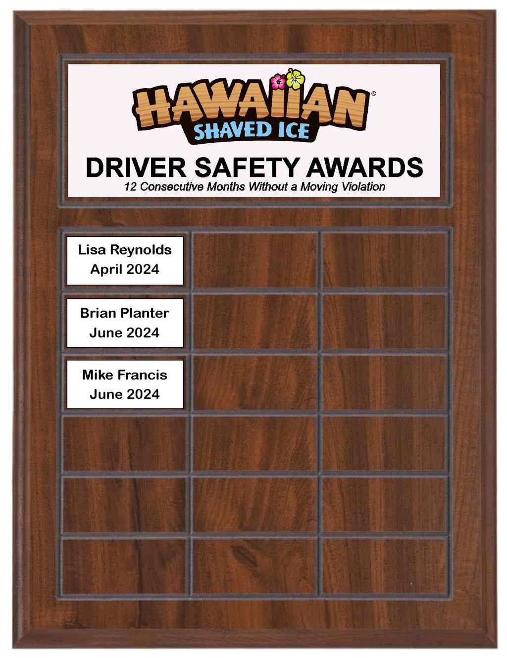 Routed Full-Color Perpetual Plaque, Brown with 18 White Full-Color Plates