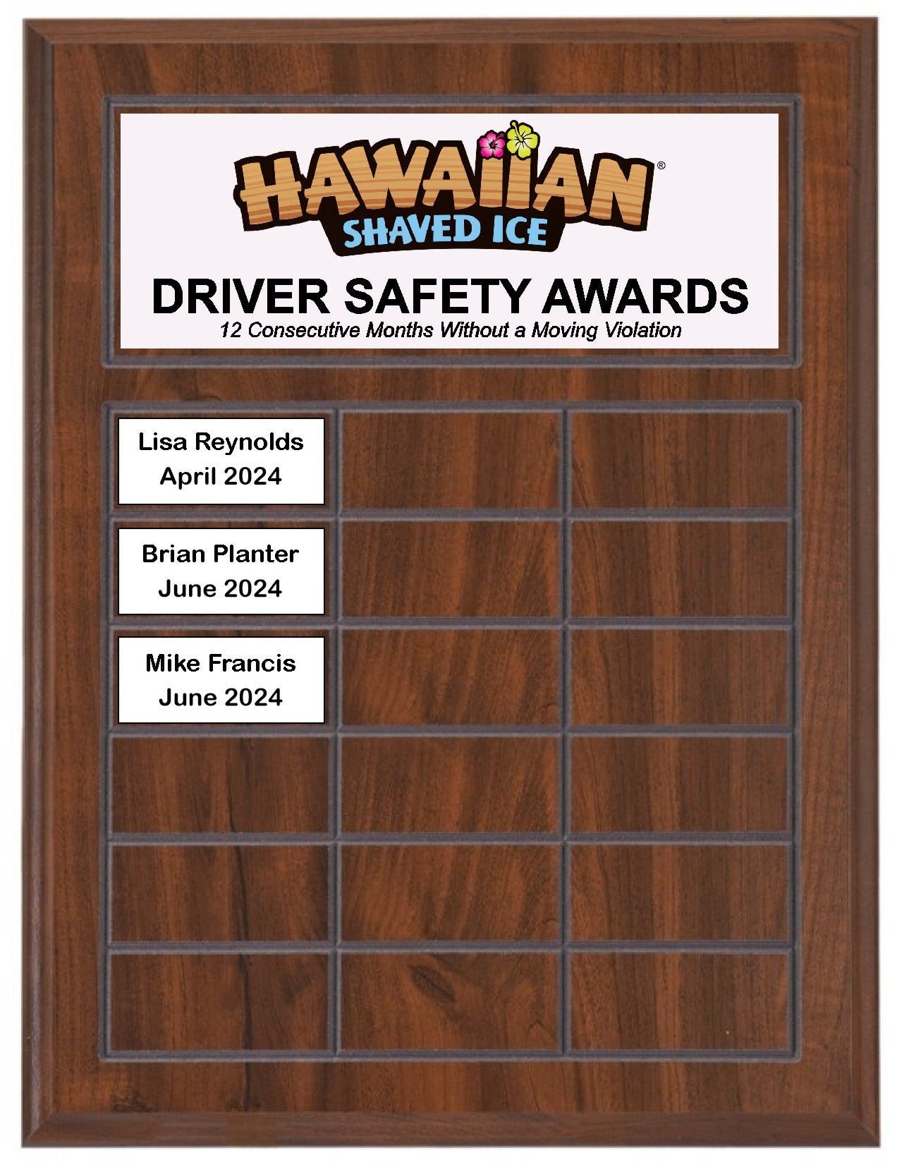 Routed Full-Color Perpetual Plaque, Brown with 18 White Full-Color Plates