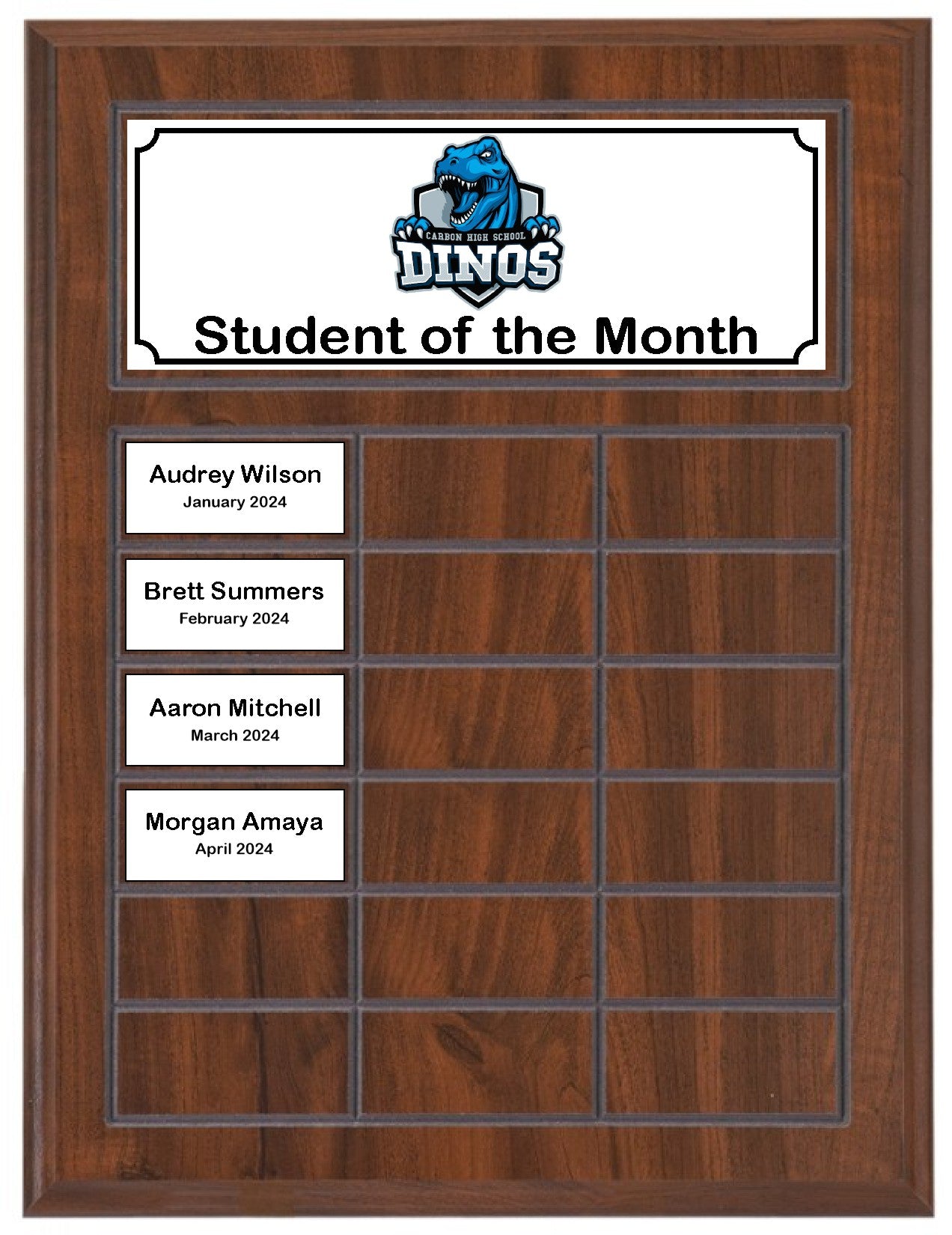 Routed Full-Color Perpetual Plaque, Brown with 18 White Full-Color Plates
