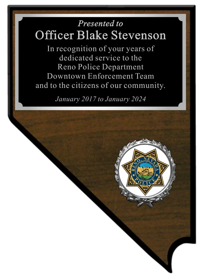Downtown Enforcement Team Nevada Plaque