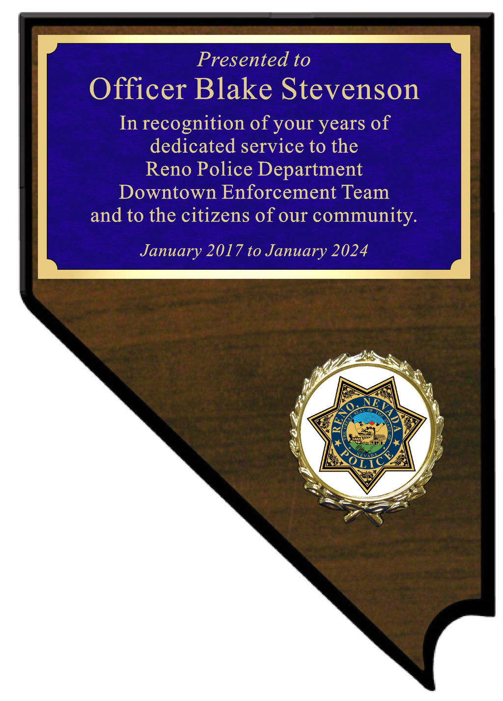 Downtown Enforcement Team Nevada Plaque